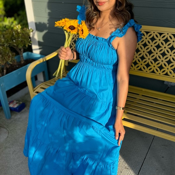 altar'd state blue strapless dress Altar'd State Sofia Strapless Midi Dress NWT – Our Sunshine Boutique main image 0